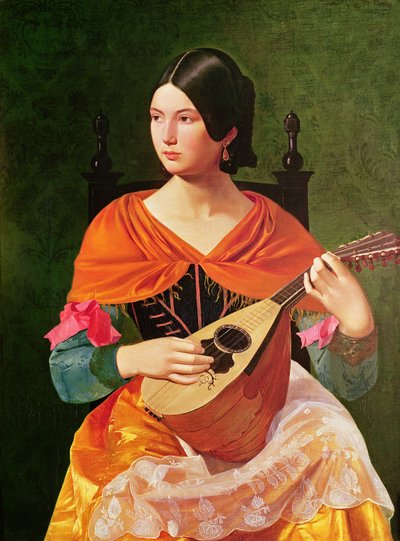 Giovane donna con un mandolino, 1845-47 da Vekoslav Karas